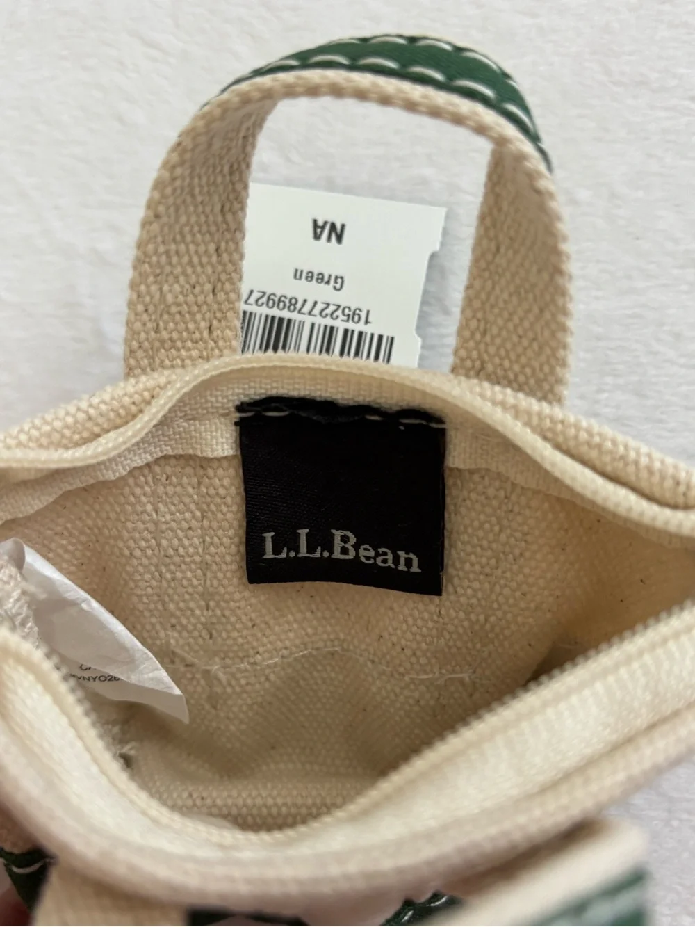 L.L. Bean Mini Canvas Tote Bag Keychain Green NWT